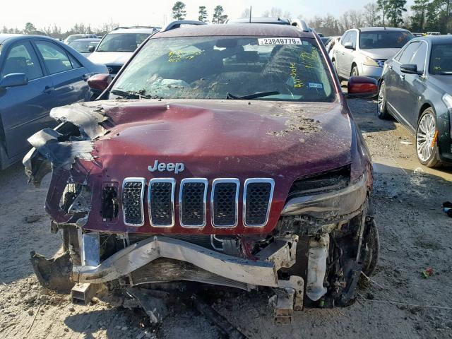 1C4PJLCB3KD203843 - 2019 JEEP CHEROKEE L BURGUNDY photo 9