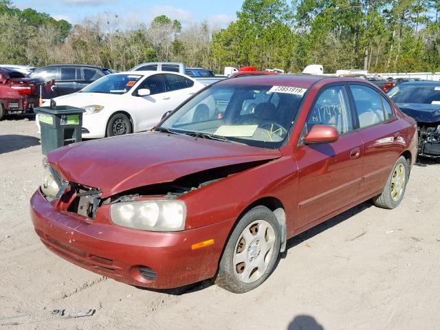 KMHDN45D62U332800 - 2002 HYUNDAI ELANTRA GL RED photo 2