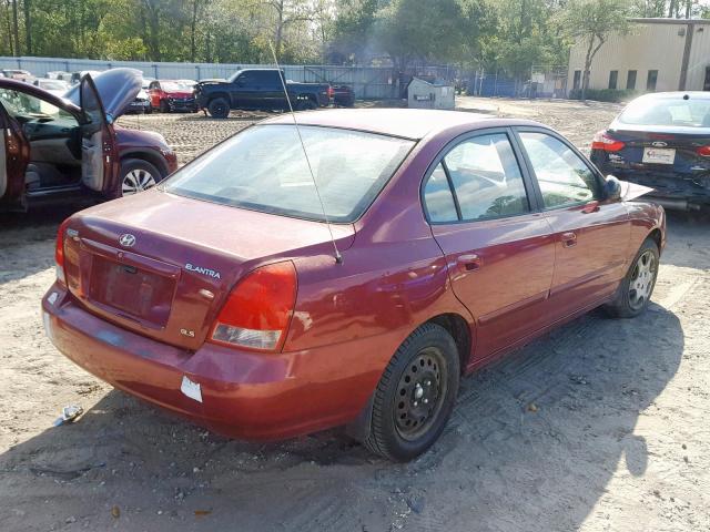 KMHDN45D62U332800 - 2002 HYUNDAI ELANTRA GL RED photo 4