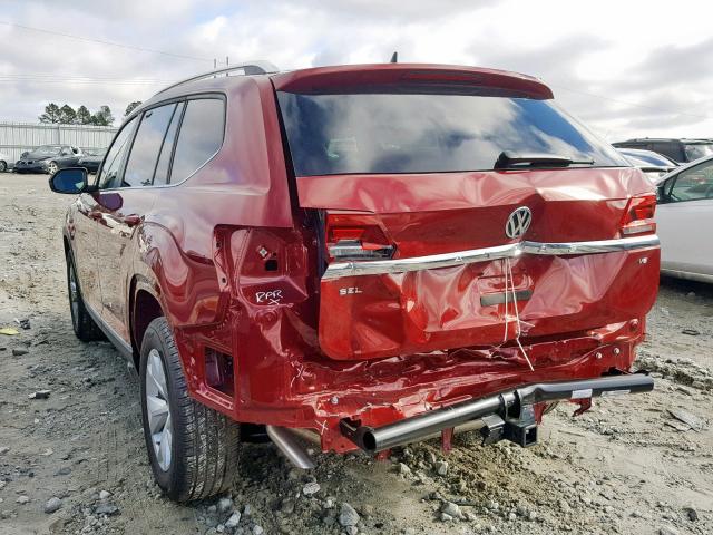 1V2ER2CA0JC586614 - 2018 VOLKSWAGEN ATLAS SEL Qırmızı foto 3