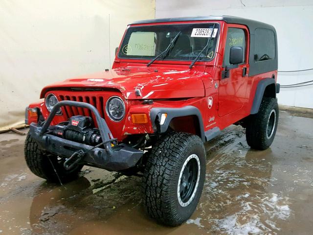 1J4FA44S75P351393 - 2005 JEEP WRANGLER / RED photo 2