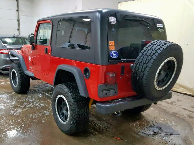 1J4FA44S75P351393 - 2005 JEEP WRANGLER / RED photo 3