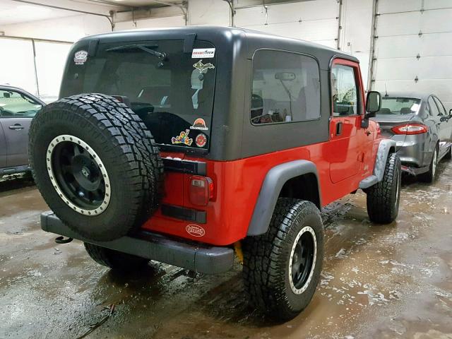 1J4FA44S75P351393 - 2005 JEEP WRANGLER / RED photo 4