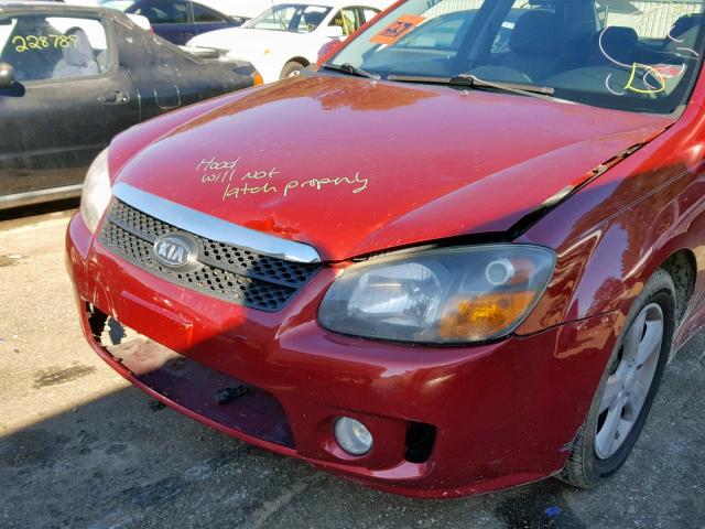 KNAFE221095026897 - 2009 KIA SPECTRA EX RED photo 9