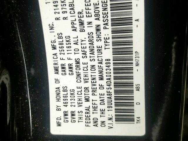 19UUA8F54DA003498 - 2013 ACURA TL TECH BLACK photo 10