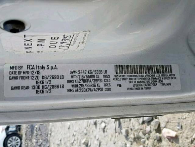 ZFBERFAT9G6B72788 - 2016 RAM PROMASTER 白色 照片 10