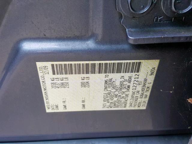 1N4CL2APXAC127212 - 2010 NISSAN ALTIMA HYB BLUE photo 10