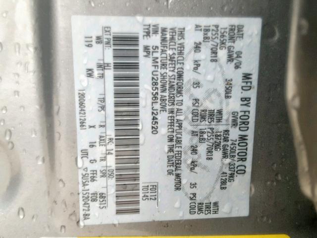 5LMFU28556LJ24520 - 2006 LINCOLN NAVIGATOR 灰色 照片 10