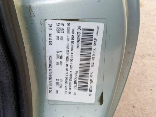 1C3EL65RX2N234955 - 2002 CHRYSLER SEBRING LI GREEN photo 10