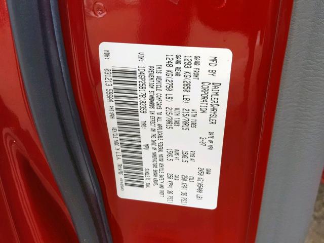 1D4GP25B17B183359 - 2007 DODGE CARAVAN SE RED photo 10