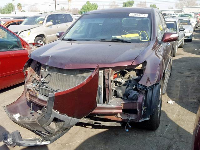 2HNYD28317H529412 - 2007 ACURA MDX TECHNO BURGUNDY photo 2