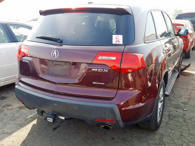 2HNYD28317H529412 - 2007 ACURA MDX TECHNO BURGUNDY photo 4