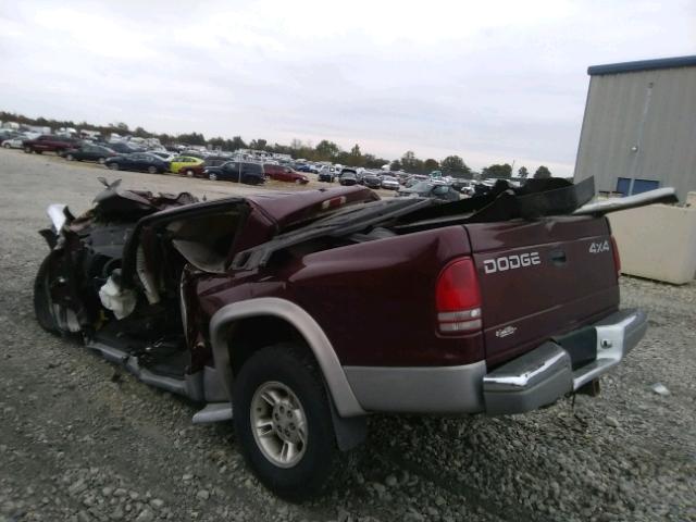 1B7GG2AN0YS772580 - 2000 DODGE DAKOTA QUA MAROON photo 3