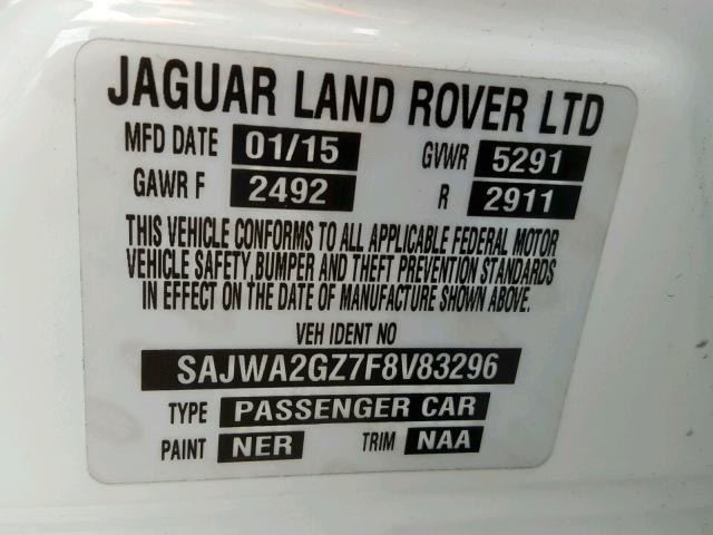 SAJWA2GZ7F8V83296 - 2015 JAGUAR XJL PORTFO WHITE photo 10