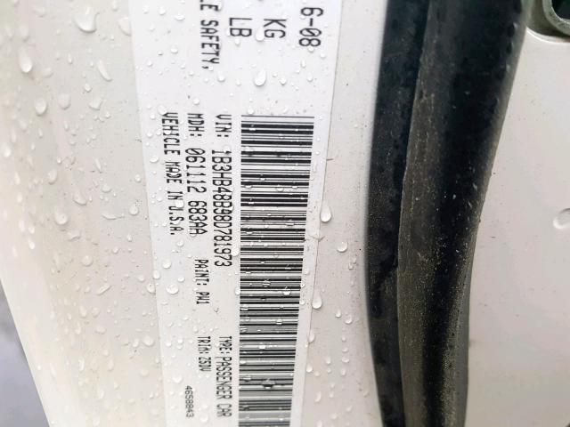 1B3HB48B98D781973 - 2008 DODGE CALIBER SX WHITE photo 10