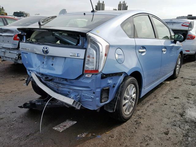 JTDKN3DP7C3012622 - 2012 TOYOTA PRIUS PLUG BLUE photo 4