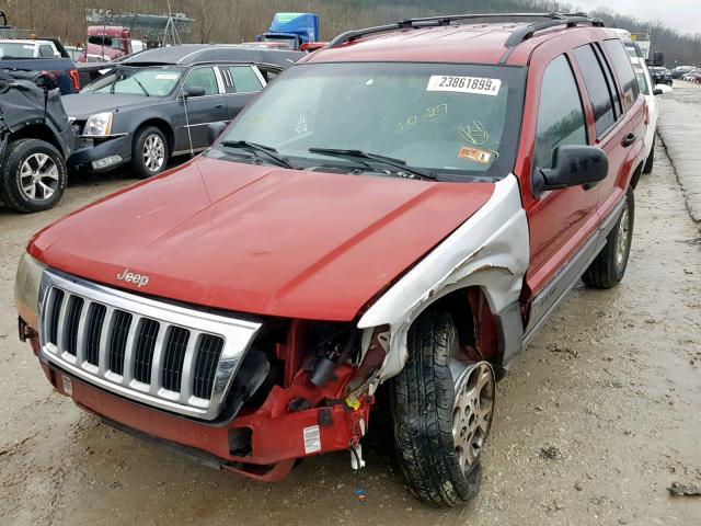 1J4GW48S31C720137 - 2001 JEEP GRAND CHER RED photo 2