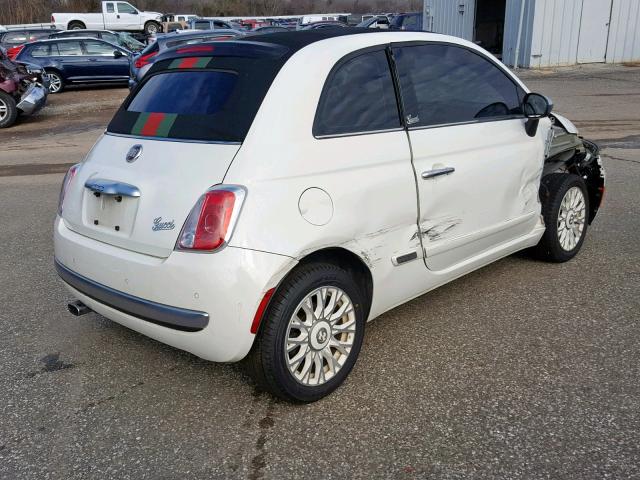 3C3CFFER6CT316164 - 2012 FIAT 500 LOUNGE WHITE photo 4