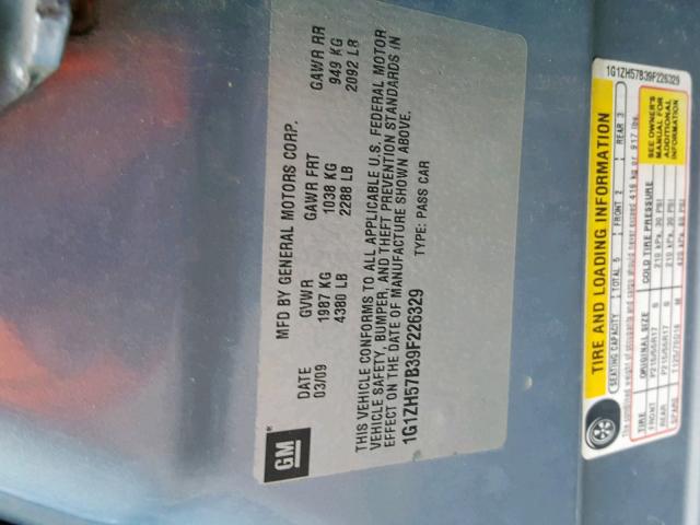 1G1ZH57B39F226329 - 2009 CHEVROLET MALIBU 1LT 灰色 照片 10