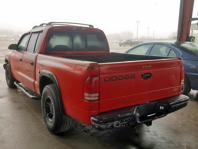 1B7GL2AN9YS743297 - 2000 DODGE DAKOTA QUA RED photo 3