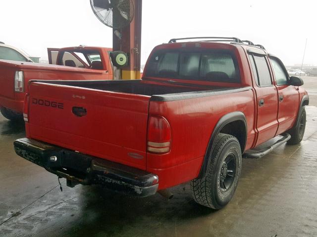 1B7GL2AN9YS743297 - 2000 DODGE DAKOTA QUA RED photo 4