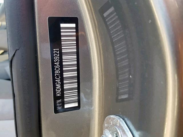 KNDMG4C78C6439221 - 2012 KIA SEDONA LX GRAY photo 10