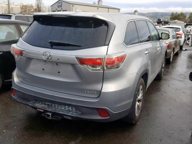 5TDBKRFH2FS196243 - 2015 TOYOTA HIGHLANDER BLUE photo 4