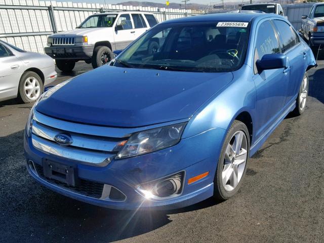 3FAHP0DC0AR255256 - 2010 FORD FUSION SPO BLUE photo 2