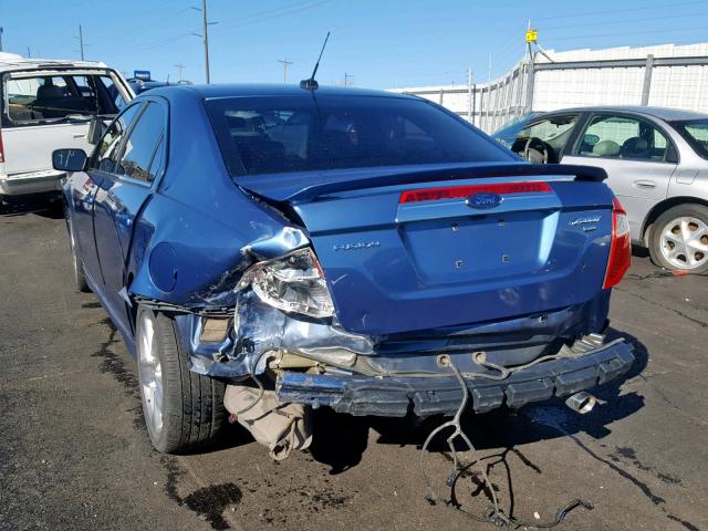 3FAHP0DC0AR255256 - 2010 FORD FUSION SPO BLUE photo 3