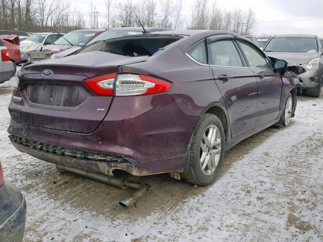 3FA6P0H73DR146279 - 2013 FORD FUSION SE BURGUNDY photo 4