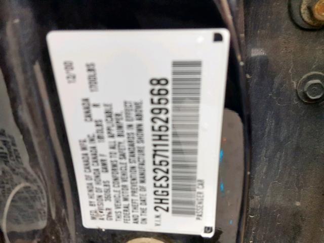 2HGES25711H529568 - 2001 HONDA CIVIC EX BLACK photo 10