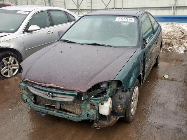 1HGEJ6127XL086715 - 1999 HONDA CIVIC DX GREEN photo 2