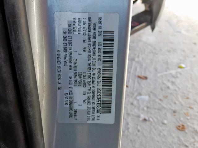 JM1CR29L580323421 - 2008 MAZDA 5 SILVER photo 10