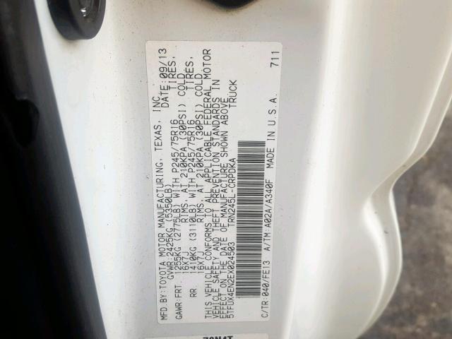 5TFUX4EN2EX024503 - 2014 TOYOTA TACOMA ACC თეთრი ფოტო 10