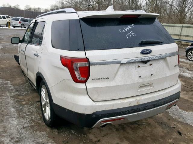 1FM5K8F84GGC46641 - 2016 FORD EXPLORER L WHITE photo 3