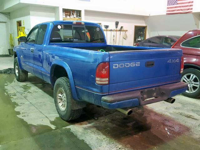 1B7GG22Y3XS293271 - 1999 DODGE DAKOTA BLUE photo 3