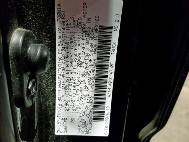 3TMLU42N39M024532 - 2009 TOYOTA TACOMA DOU 黑色 照片 10