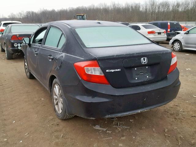 19XFB2F94CE076791 - 2012 HONDA CIVIC EXL BLACK photo 3