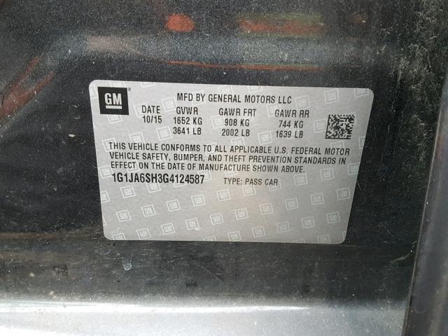 1G1JA6SH3G4124587 - 2016 CHEVROLET SONIC LS 石墨色 照片 10