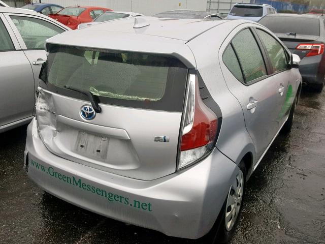 JTDKDTB34G1137629 - 2016 TOYOTA PRIUS C SILVER photo 4