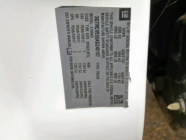 3GTRCVE00AG248167 - 2010 GMC SIERRA C15 白色 照片 10