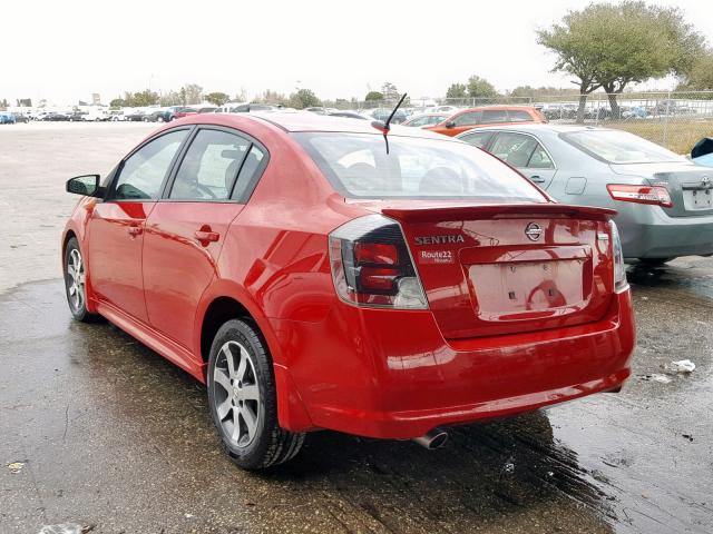 3N1AB6AP1CL729681 - 2012 NISSAN SENTRA 2.0 RED photo 3