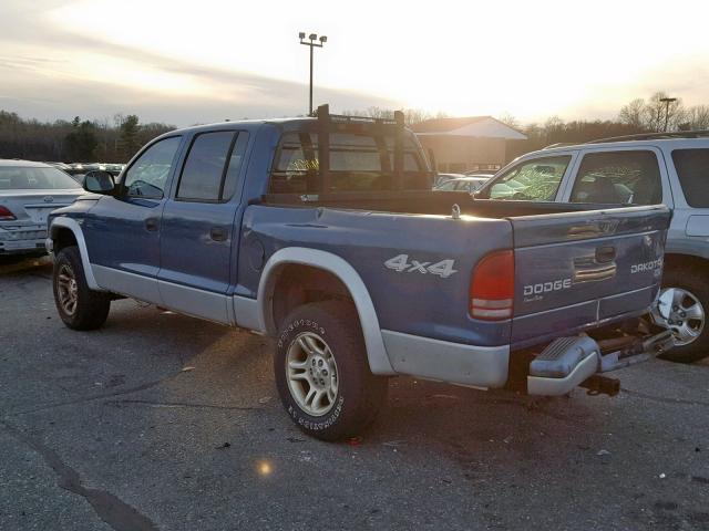 1D7HG48N83S231118 - 2003 DODGE DAKOTA QUA BLUE photo 3