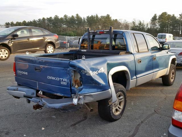 1D7HG48N83S231118 - 2003 DODGE DAKOTA QUA BLUE photo 4