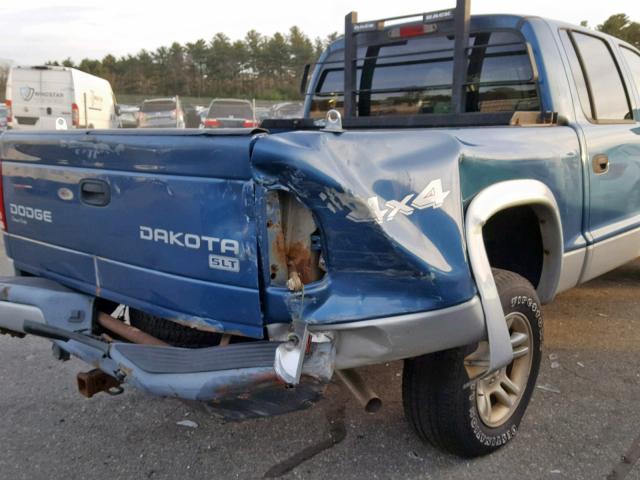 1D7HG48N83S231118 - 2003 DODGE DAKOTA QUA BLUE photo 9