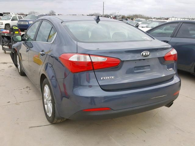 KNAFX4A82E5119516 - 2014 KIA FORTE EX BLUE photo 3