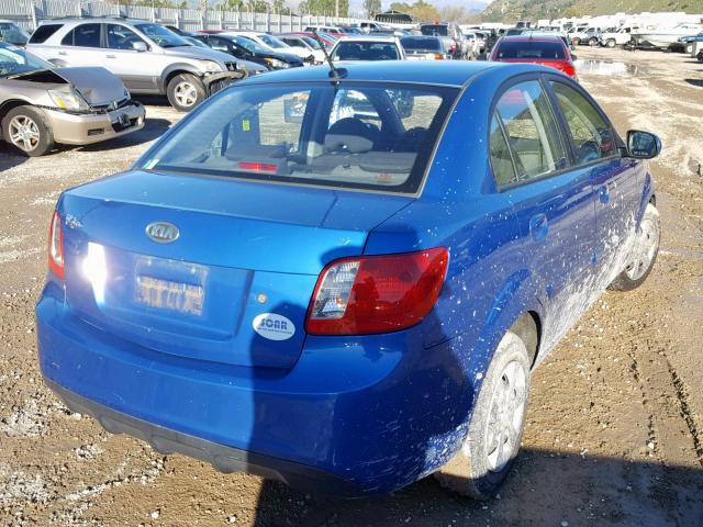 KNADH4A31A6701412 - 2010 KIA RIO LX BLUE photo 4