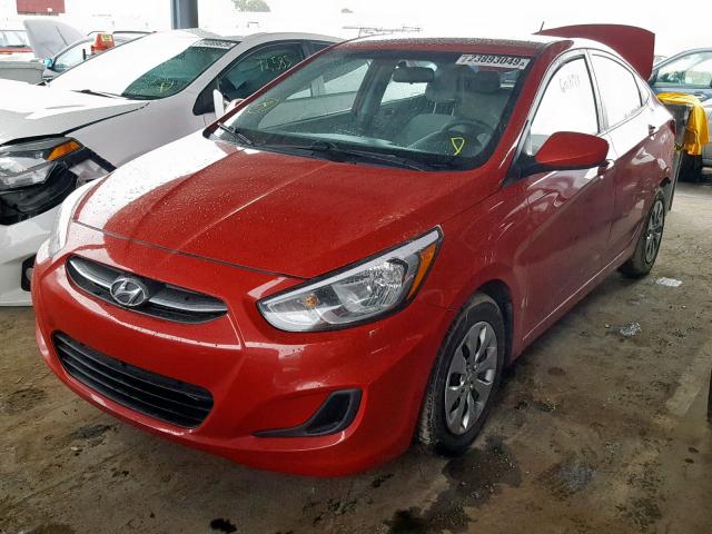 KMHCT4AE2GU018911 - 2016 HYUNDAI ACCENT SE RED photo 2