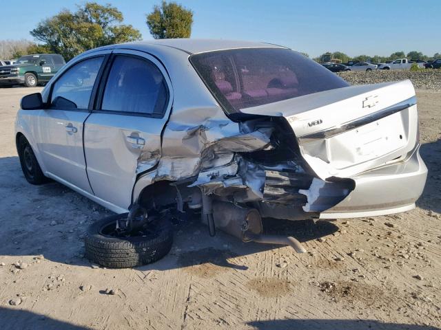 KL1TD56E49B404221 - 2009 CHEVROLET AVEO LS SILVER photo 3
