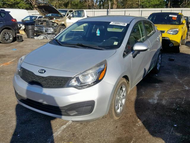 KNADM4A35E6400546 - 2014 KIA RIO LX GRAY photo 2